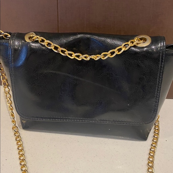 Black Maxime Moda Gold Chain Shoulder Bag from Italy - Picture 7 of 13